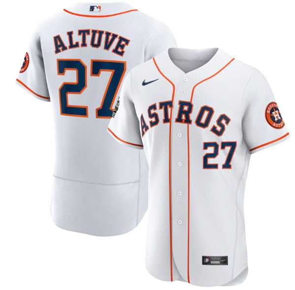 Men%27s Houston Astros #27 Jose Altuve White 2022 World Series Flex Base Stitched Baseball Jersey